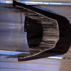 Handmade jeweled black jean jacket